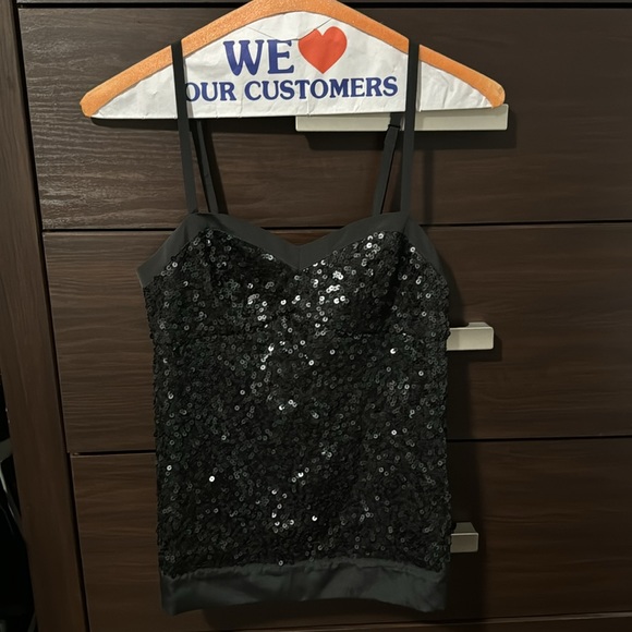 American Eagle Black sparkles top with adjustable straps and side zipper size XS - Picture 2 of 6